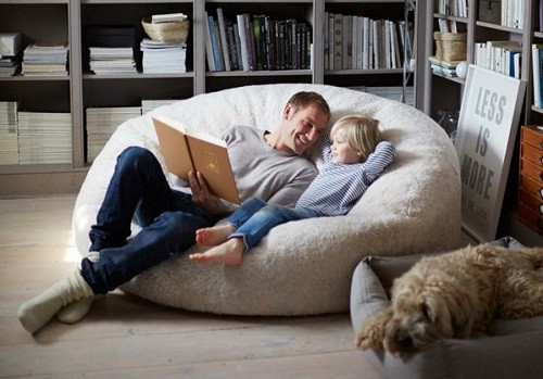 Father And Child In Bean Bag